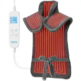 Renpho - Electric Large Heating Pad for Neck & Shoulder, 6 Heat Settings & Auto Shut-Off, 24 x 37in - Gray