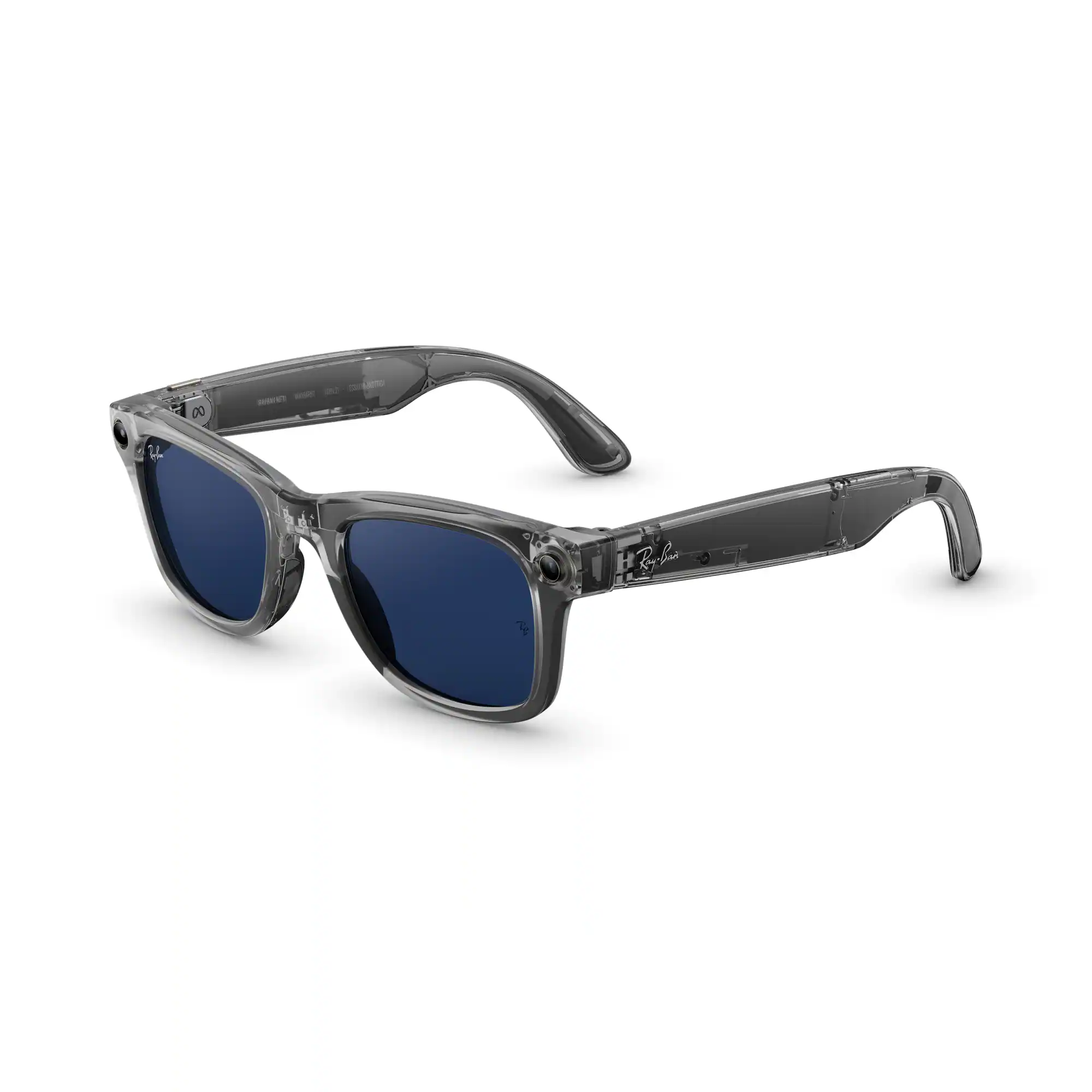 Ray-Ban Meta - Wayfarer (Gen 2) glasses with Meta AI, Audio, Photo, Video Compatibility - Transitions Sapphire Lenses - Shiny Transparent Grey