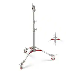 Front. Neewer - Heavy Duty Wheeled Light Stand, 77lb Load, 7.9ft, Stainless Steel - Silver.