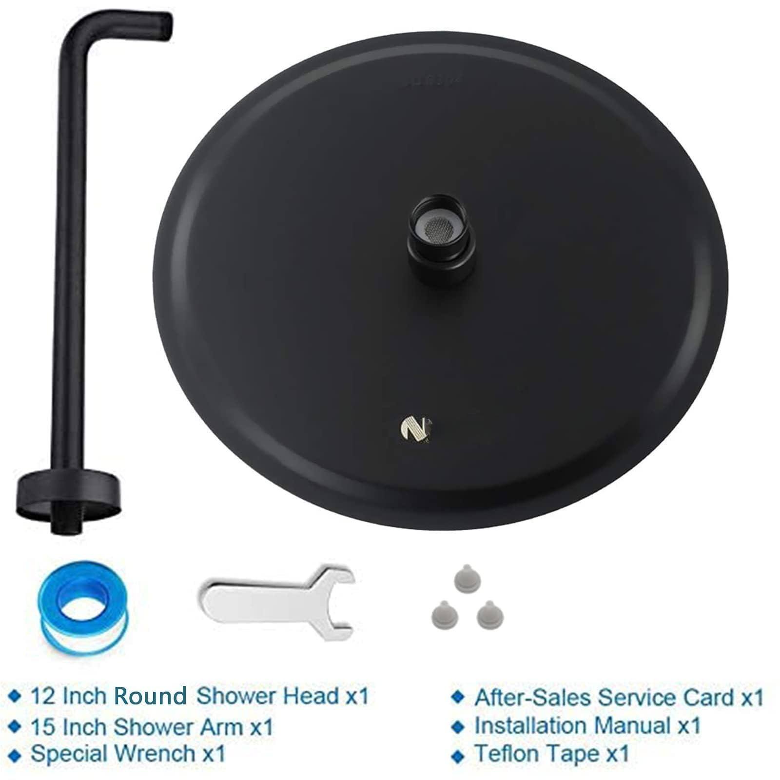 - 12 Inch Round Shower Head x1
- 15 Inch Shower Arm x1
- Special Wrench x1
- After-Sales Service Card x1
- Installation Manual x1
- Teflon Tape x1
