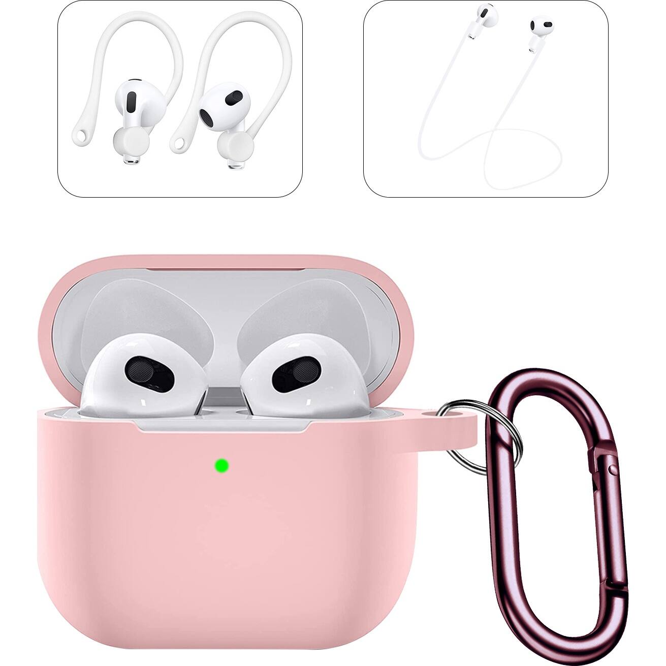 Alt View 11. SaharaCase - Venture Series Silicone Combo Kit Case for Apple AirPods (3rd Generation) - Pink.