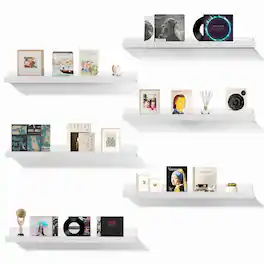 Mifurn - 6 Pack 24 in Floating Shelves Picture Ledge, Wall Mounted Shelves for Living Room, Bedroom & Nursery Storage Display - White