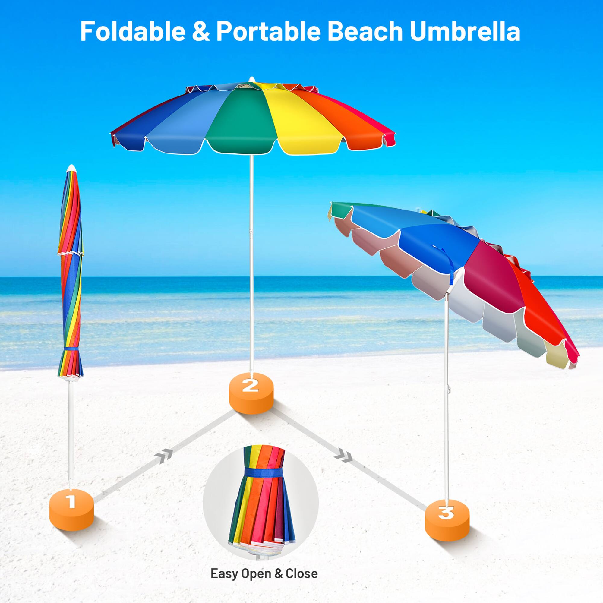 Foldable & Portable Beach Umbrella

1. Easy Open & Close
2. 
3.