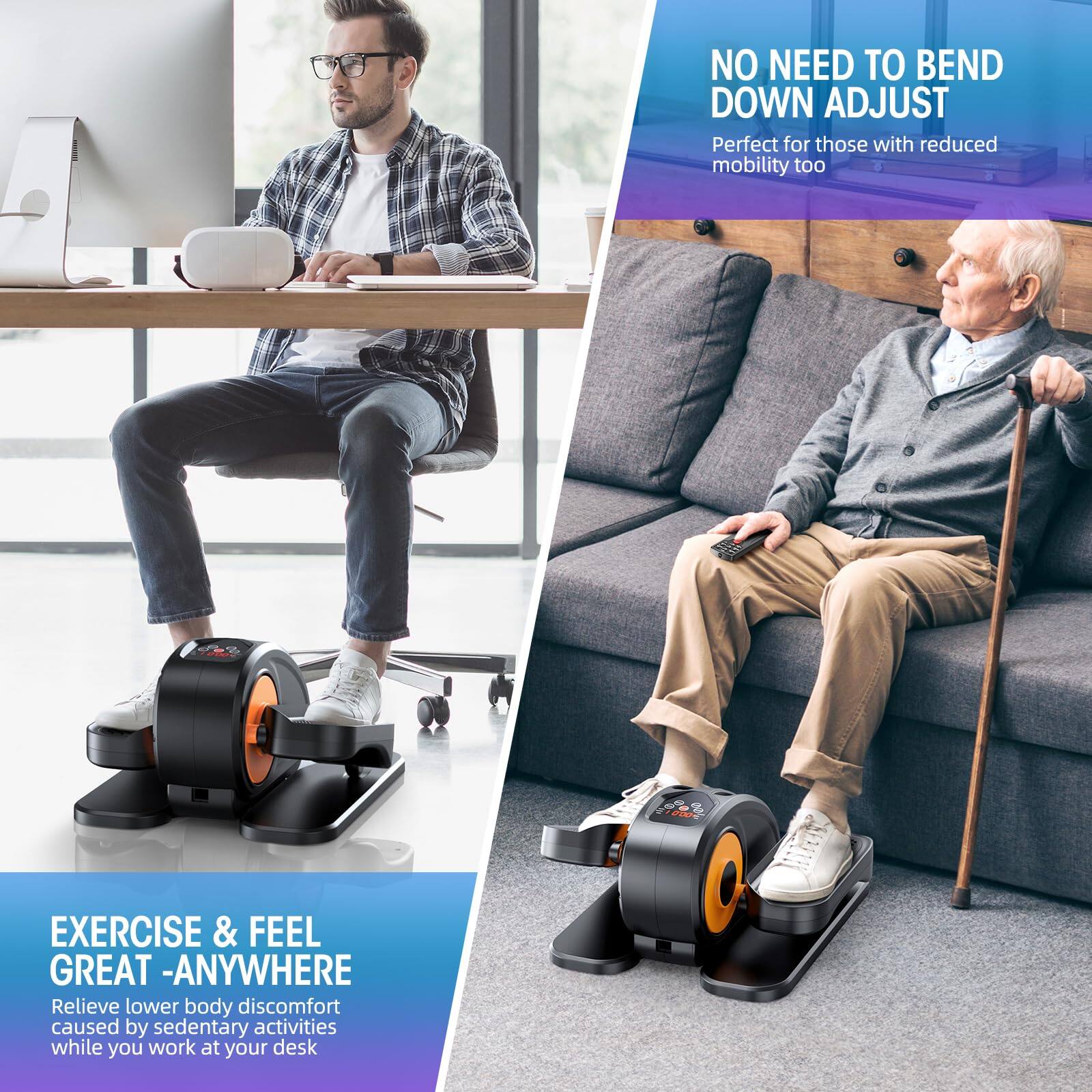 NO NEED TO BEND DOWN ADJUST  
Perfect for those with reduced mobility too  

EXERCISE & FEEL GREAT - ANYWHERE  
Relieve lower body discomfort caused by sedentary activities while you work at your desk