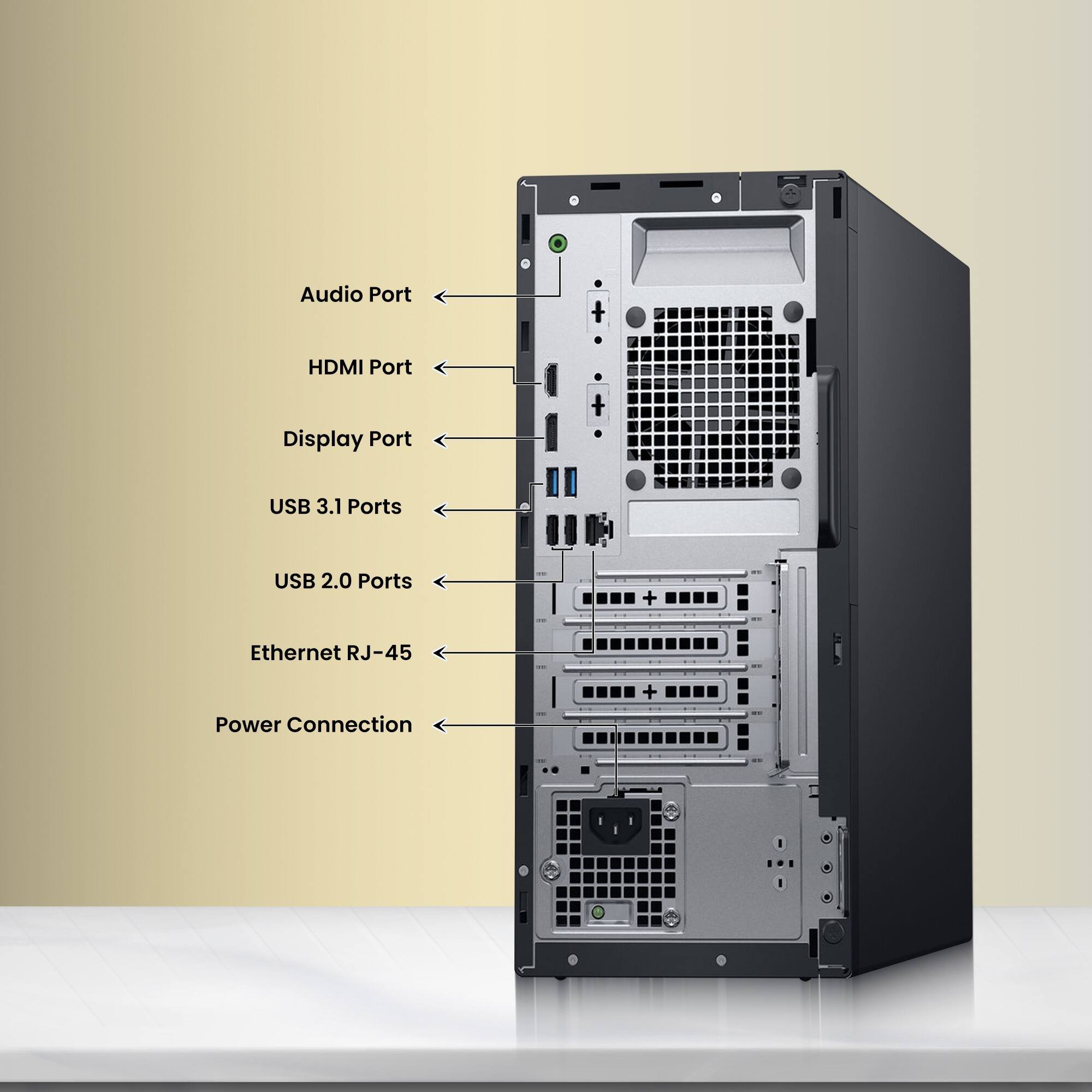 Audio Port  
HDMI Port  
Display Port  
USB 3.1 Ports  
USB 2.0 Ports  
Ethernet RJ-45  
Power Connection