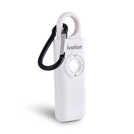 Front. Ivation - Personal SOS Keychain Alarm, 125 dB Rechargeable Personal Alarm W/LED Strobe Light - White.