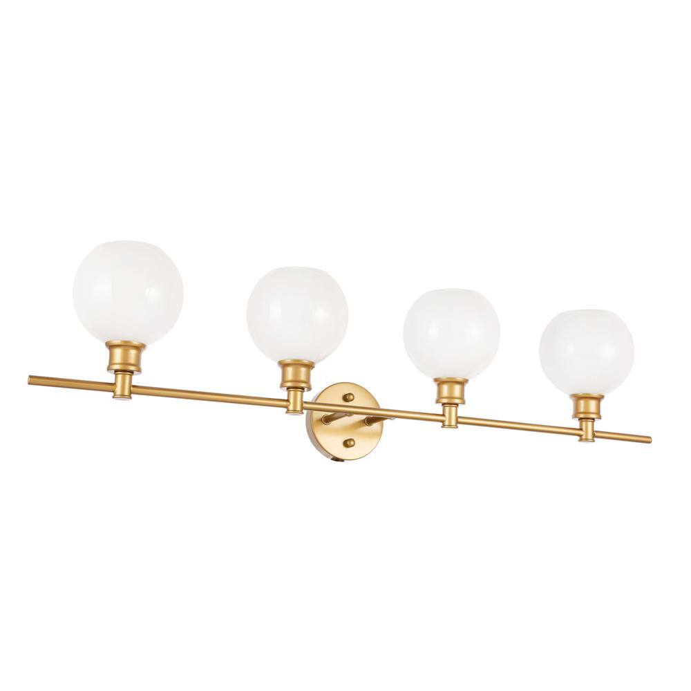 Alt View 7. Living District - Collier 4 light Brass and Frosted white glass Wall sconce - Brass And Frosted White Glass.