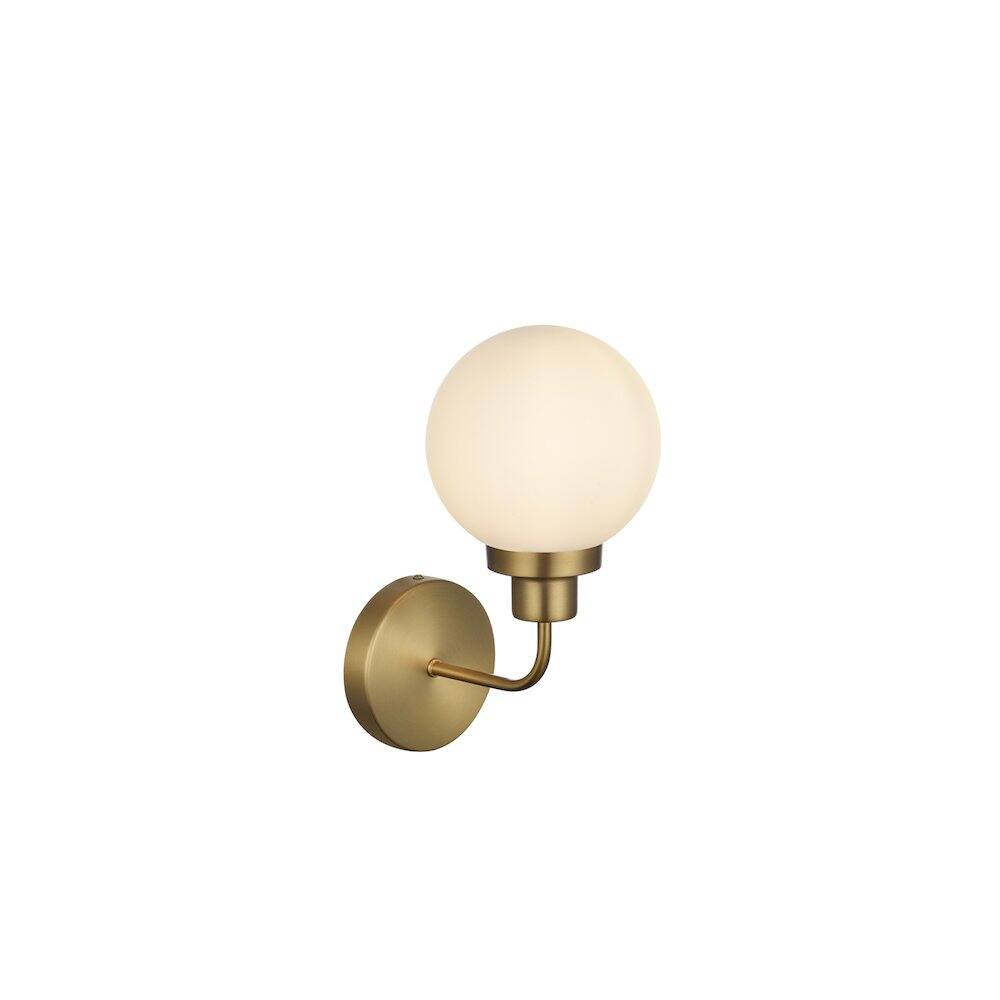 Front. Living District - Hanson 6 inch Wall Sconce in Satin Gold - Satin Gold And Opal White.