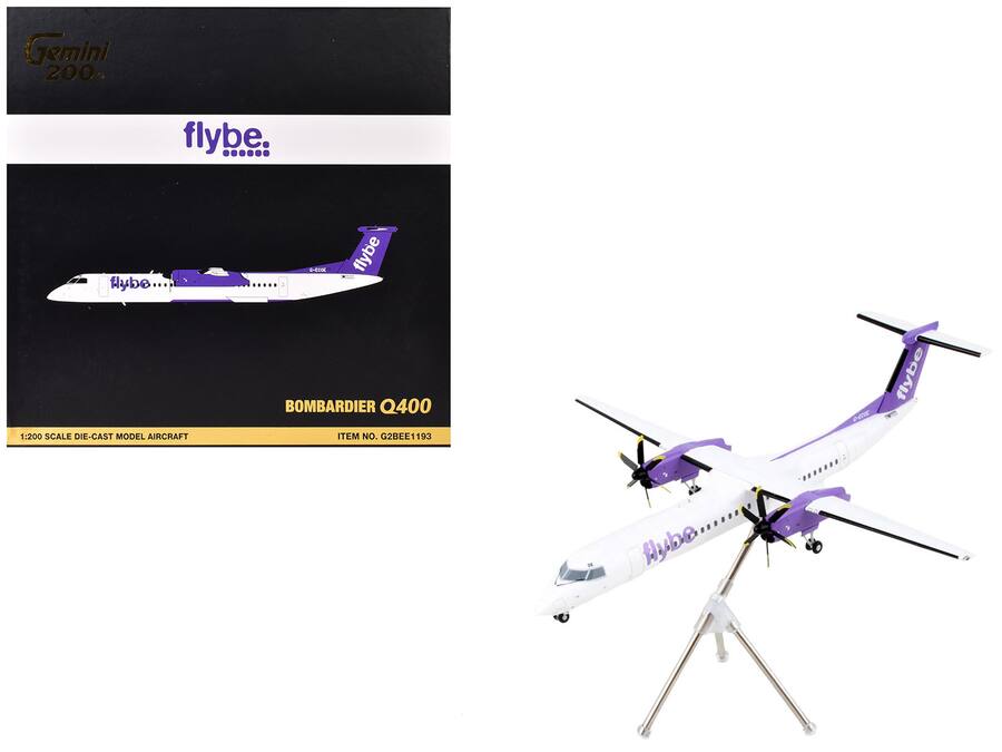 Bombardier Q400 Flybe G ECOE White Purple Tail GeminiJets 1/200 Diecast ...
