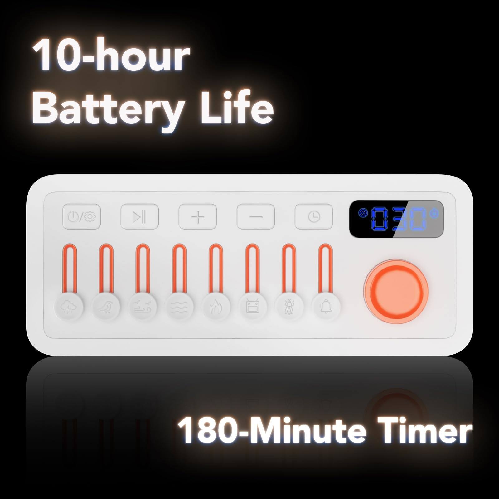 10-hour Battery Life

180-Minute Timer