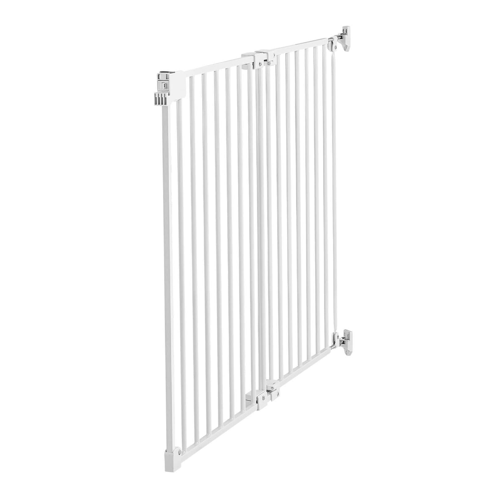VEVOR - Baby Gate for Stairs, 26-43 in Adjustable Width, 28 in High Dog Gate, No Bottom Bar, One-Handed Operation - White