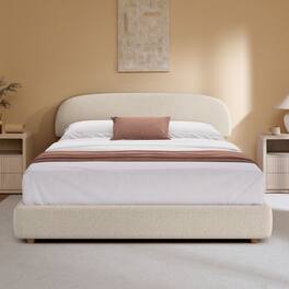 ModernMate - Upholstered Platform Bed with Adjustable Headboard, Hydraulic Lift Storage Bed - Begie