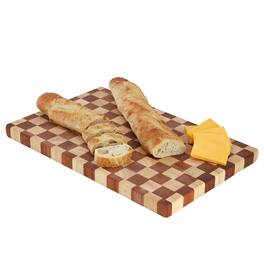 MegaChef - 16x10 Checkerboard Acacia Wood and Rubber Wood Serving and Cutting Board Butcher Block - Brown