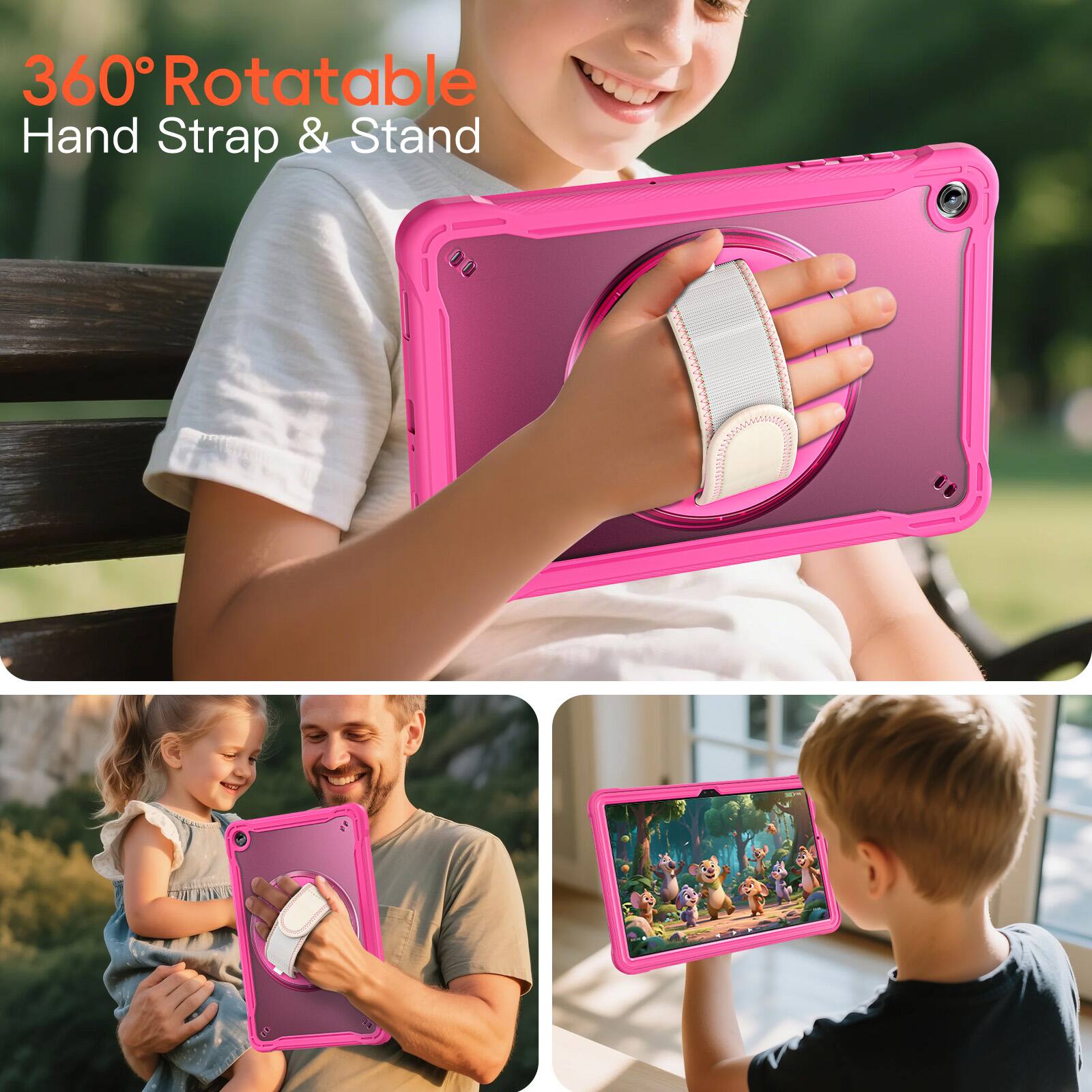 360° Rotatable Hand Strap & Stand