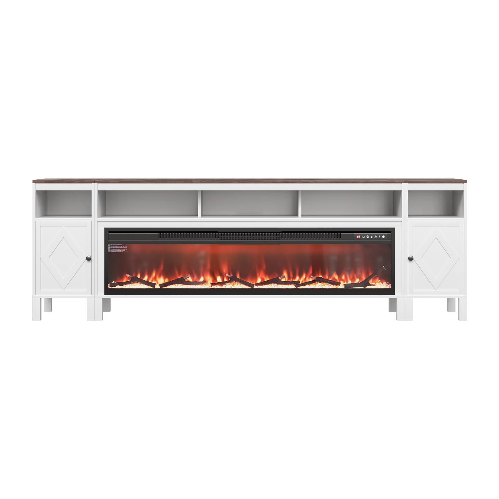 Alt View 5. VEVOR - Fireplace TV Stand, Farmhouse Fireplace TV Stand for TVs up to 100 inch, Farmhouse Entertainment Center with 60 inch - White.
