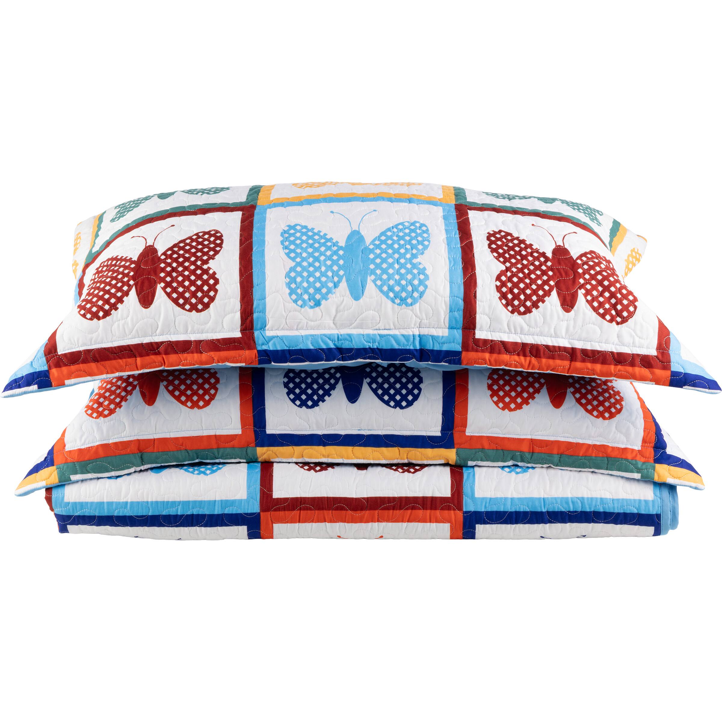 Angle. Lavish Home - 3pc Butterfly Queen Quilt - Multi.