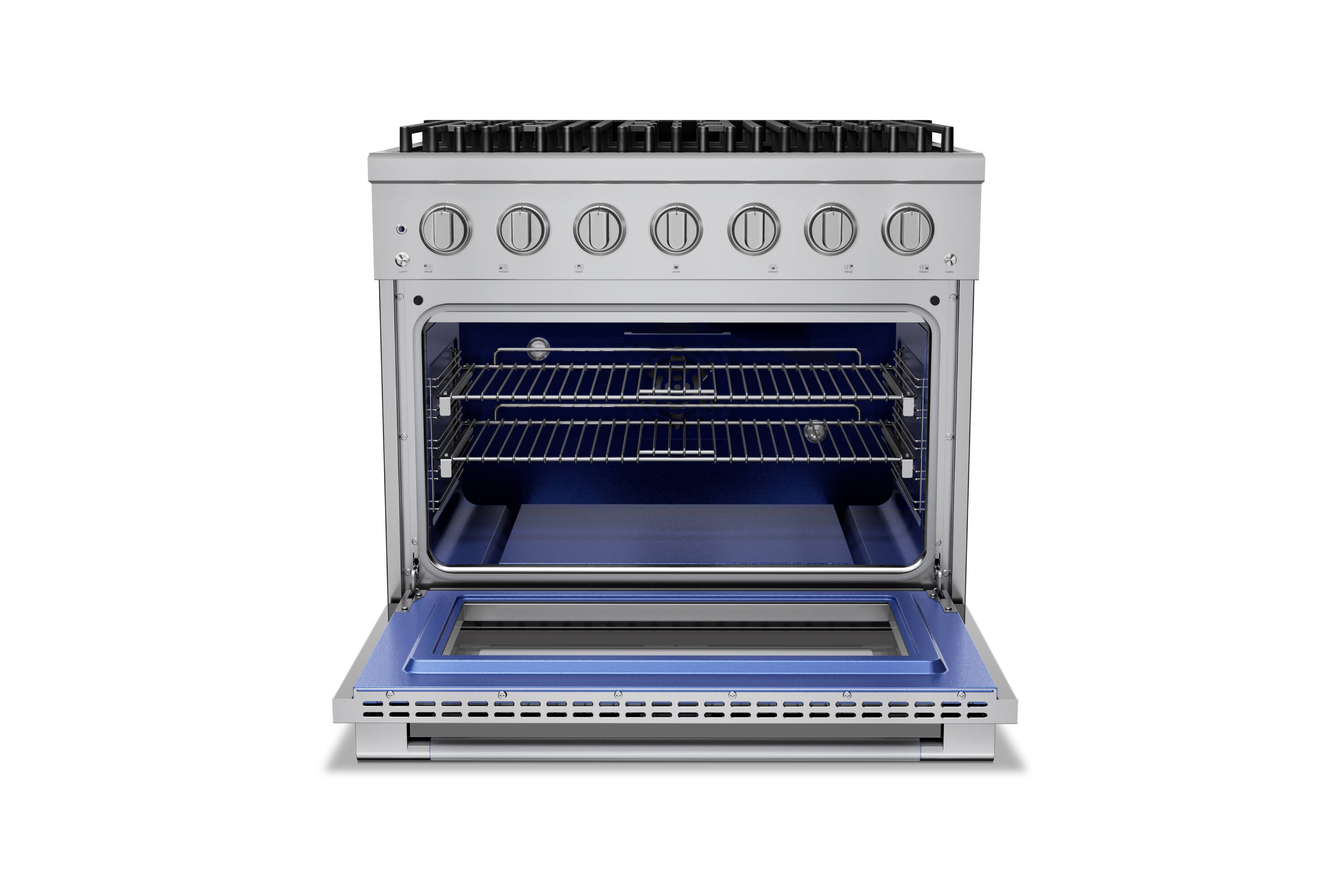 Alt View 5. Hauslane - HausPro 36 in. 6 Burners (20,000 BTU) Freestanding Dual Fuel Range - Stainless Steel.