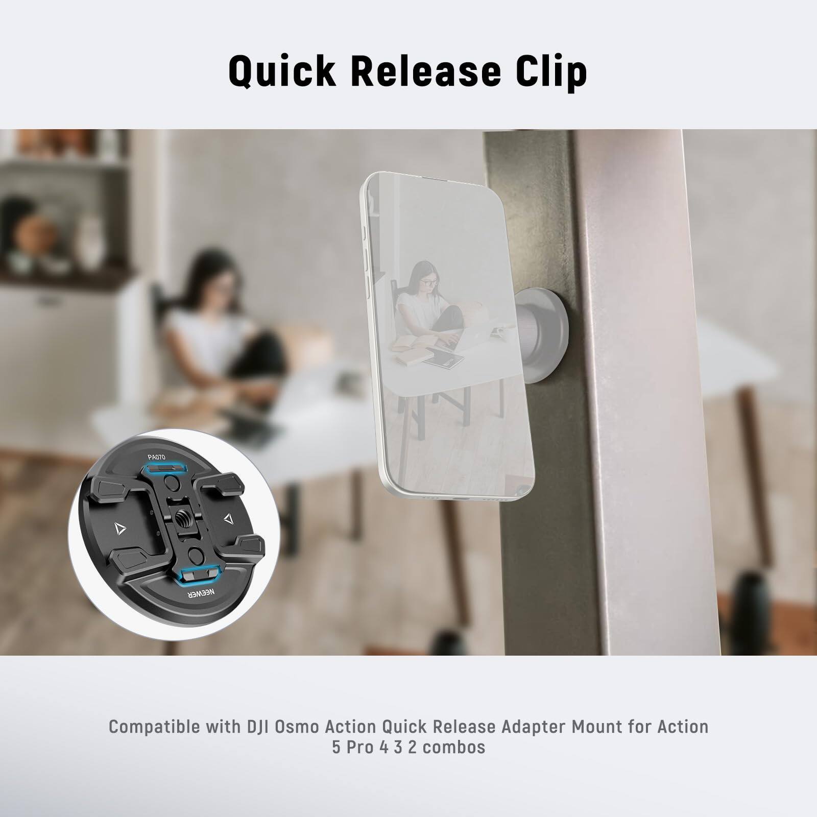 Quick Release Clip PAGTO MED Compatible with DJI Osmo Action Quick Release Adapter Mount for Action 5 Pro 4 3 2 combos