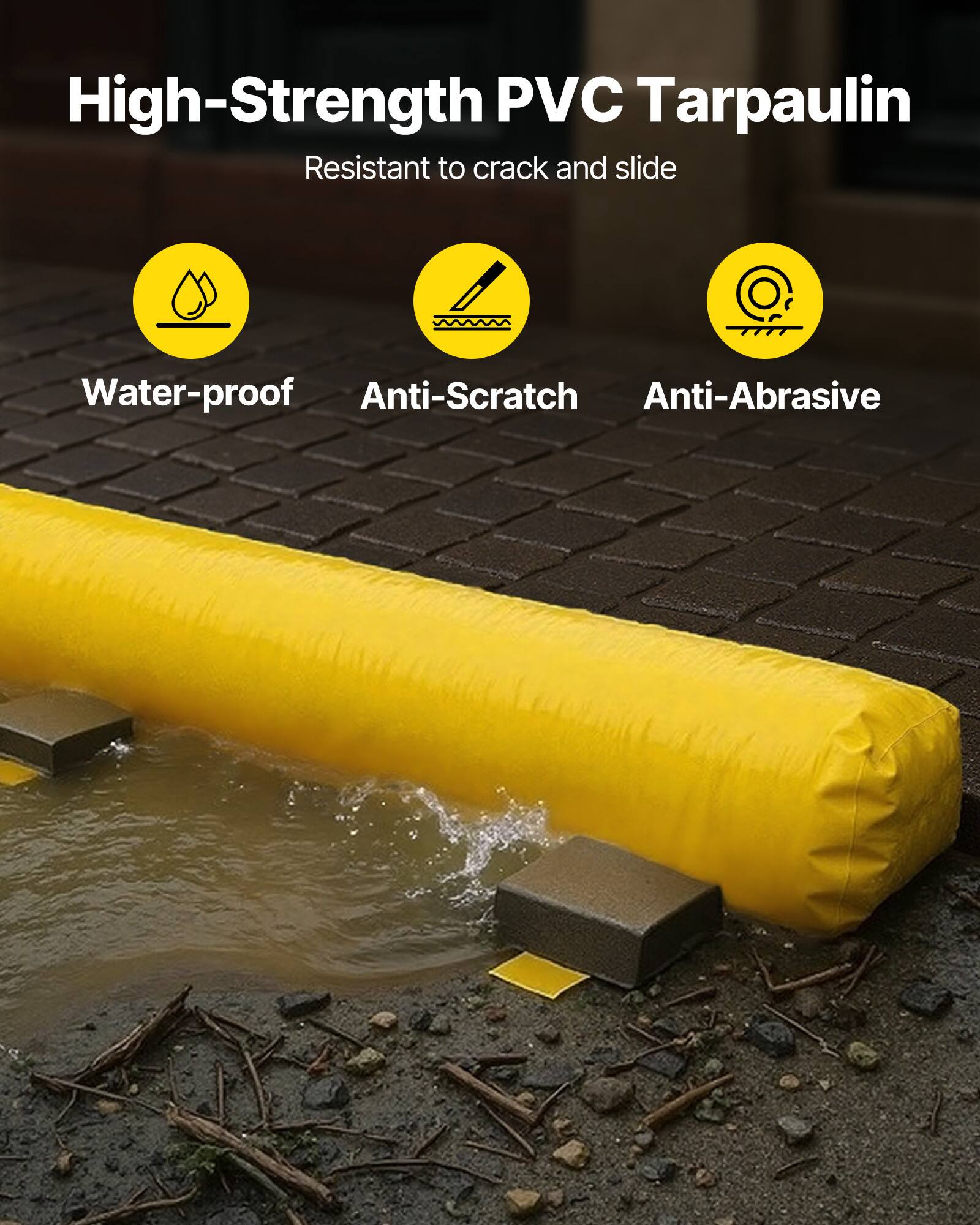High-Strength PVC Tarpaulin  
Resistant to crack and slide  
Water-proof  
Anti-Scratch  
Anti-Abrasive