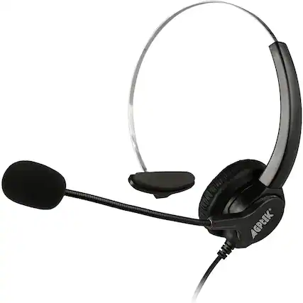 Front. AGPtek - Call Center Hands-Free Noise Cancelling Corded Monaural Headset with Mic Mircrophone - Black.