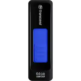 Transcend - 64GB JetFlash 760 USB 3.0 Flash Drive - 64 GB - USB 3.0 - 80 MB/s Read Speed - 68 MB/s Write Speed - Black - Black,Blue