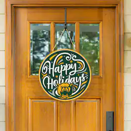 Evergreen Enterprises - Baylor Bears 18" Happy Holidays Wooden Round Door Sign - Multicolor