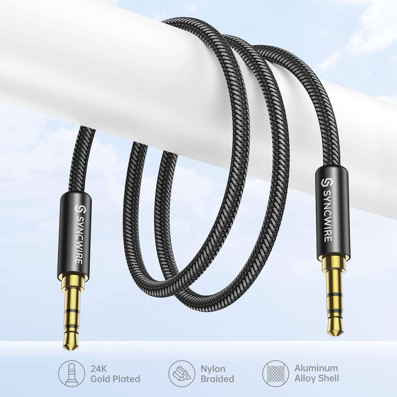 SYNCWIRE J G SYNCWIRE 24K Nylon Aluminum Gold Plated Braided Alloy Shell