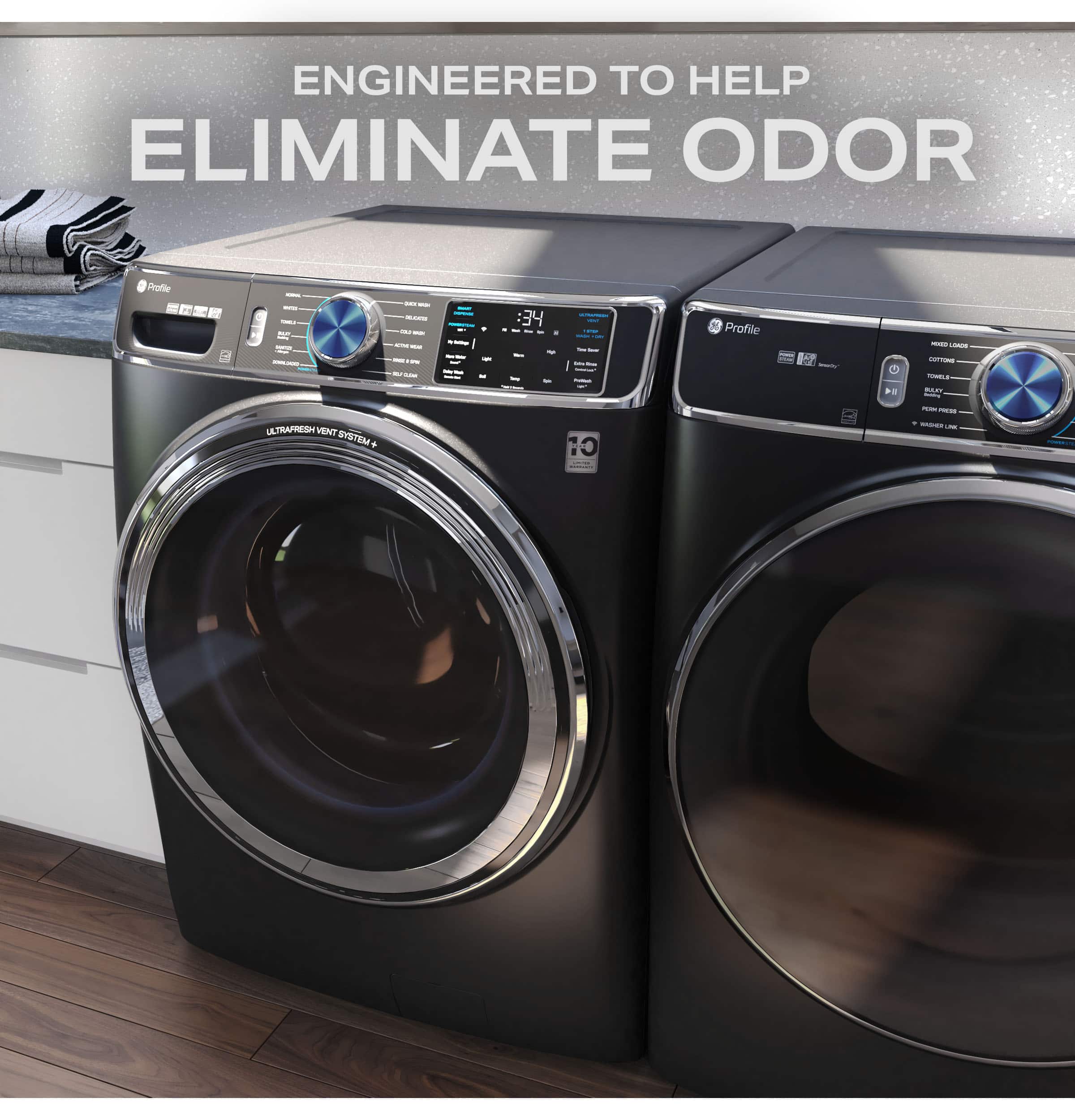 Engineered to help eliminate odor. Profile 1: 1 - 34 - 2. Profile 2: 1 - 34 - 2. UltraPure vent system.