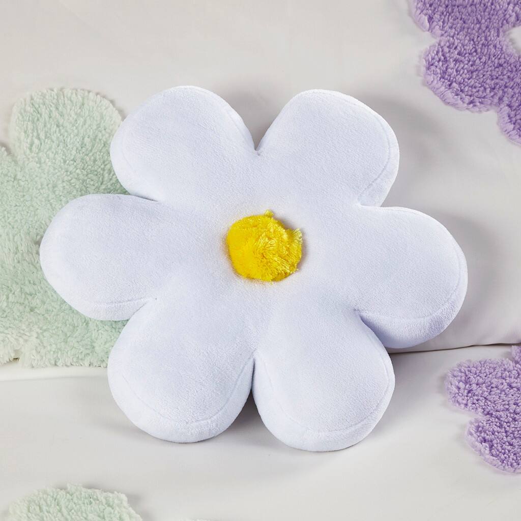 Alt View 3. Gracie Mills - Gracie Mills Eubert Colorful Floral Reversible Chenille Comforter Set with Flower Throw Pillow - White/Purple.