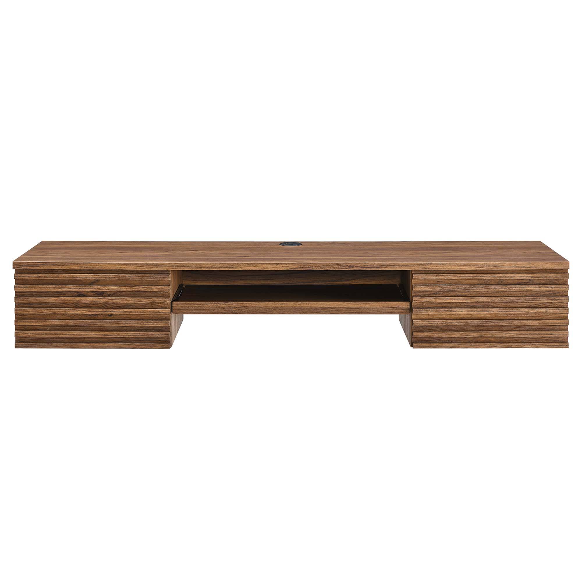Alt View 2. Modway - Render Wall Mount Wood Office Desk by Modway - Walnut.