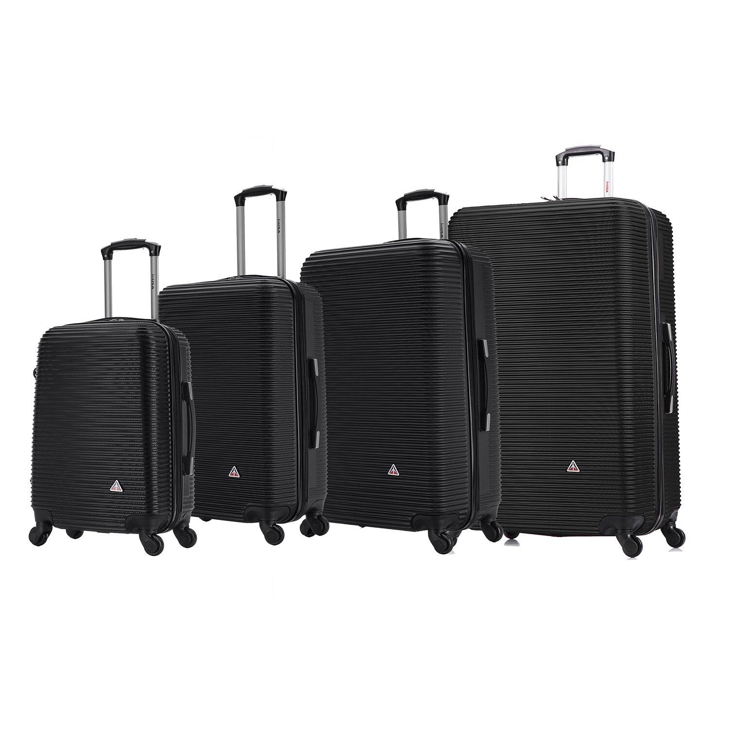 Front. InUSA - Royal lightweight hardside Spinner 4 Piece Luggage Set 20"/24"/28"/32" - BLACK.
