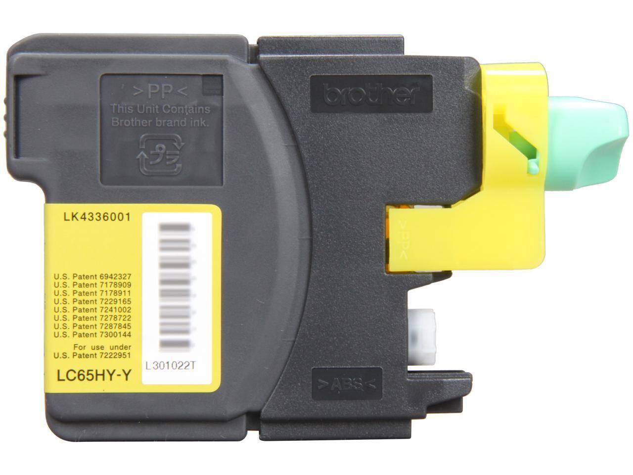 >PP<  
This Unit Contains Brother brand ink.  
LK4336001  
U.S. Patent 6942327  
U.S. Patent 7178909  
U.S. Patent 7178911  
U.S. Patent 7229165  
U.S. Patent 7241002  
U.S. Patent 7278722  
U.S. Patent 7287845  
U.S. Patent 7300144  
For use under U.S. Patent 7222951  
LC65HY-Y  
L301022T  
>ABS<