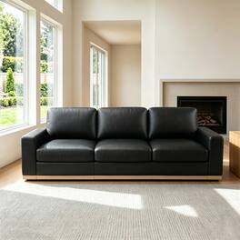 Dyonery - 98" Modern Single Sofa ,Deep Seat Modular Couch,Solid Wood Frame,Spring Cushions,Easy Assembly,Green,PU Black - Black Faux Leather
