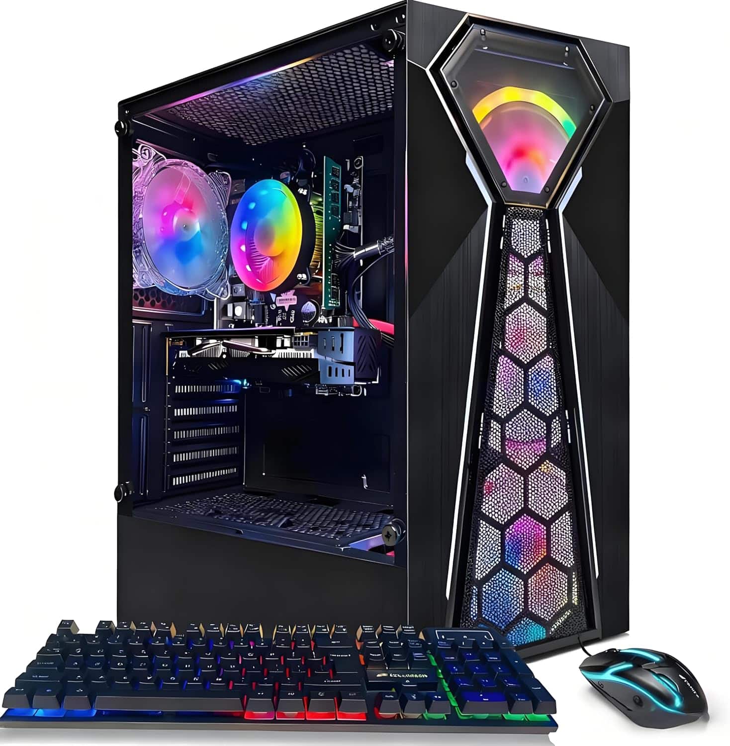 STGAubron - Gaming DesktopPC, Intel 10th Gen G5905 3.5Ghz, Radeon RX 580 8G, 16G DDR4, 1T SSD, WiFi 6, BT 5.0, Win11 Home - Black