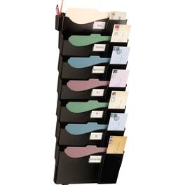Officemate - Grande Central Wall Filing System - 7 Pockets - 38.25" Height x 16.62" Width x 4.75" Depth - Black - 1 Pack