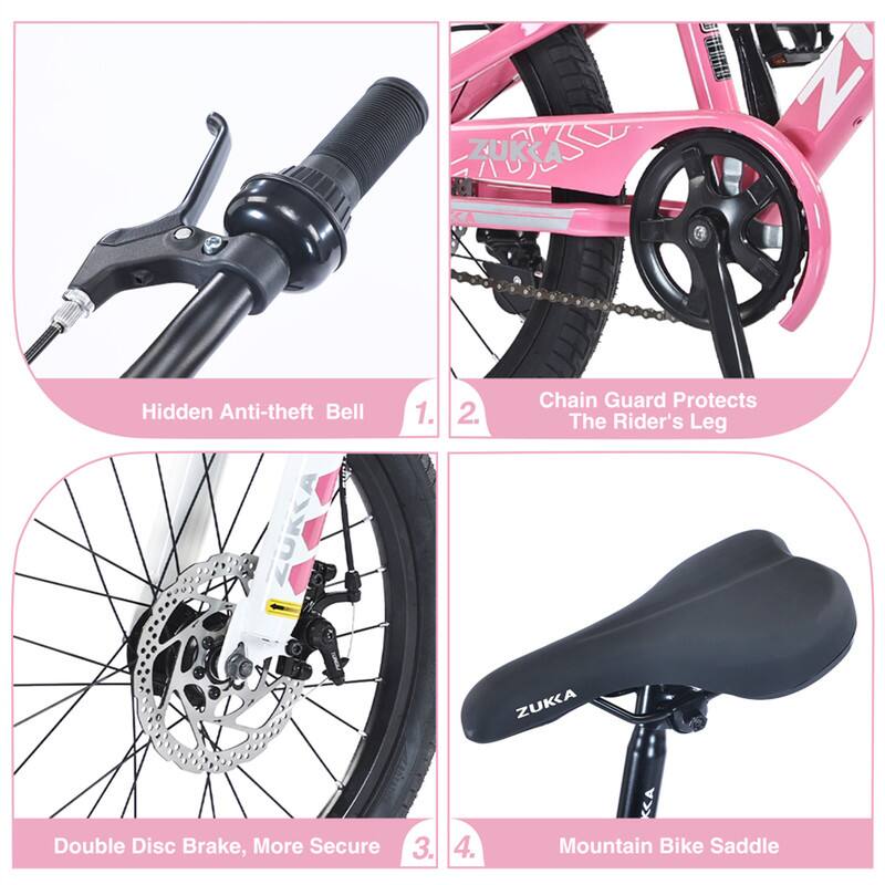 1. Hidden Anti-theft Bell  
2. Chain Guard Protects The Rider's Leg  
3. Double Disc Brake, More Secure  
4. Mountain Bike Saddle