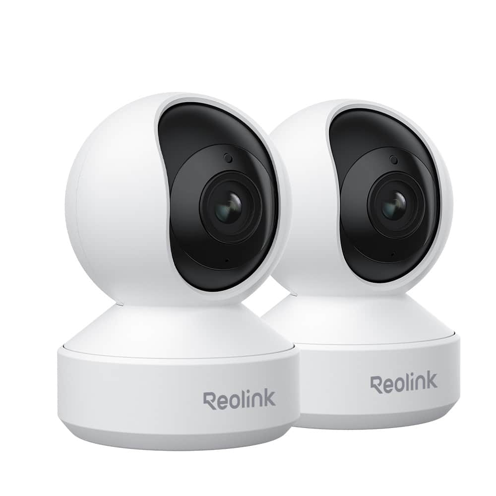 Reolink - 2Pcs E1 Zoom 4K 8MP Dual-Band WiFi 360° PTZ Indoor Cameras, Auto Tracking 3×Optical 2-Way Audio Security Camera - White