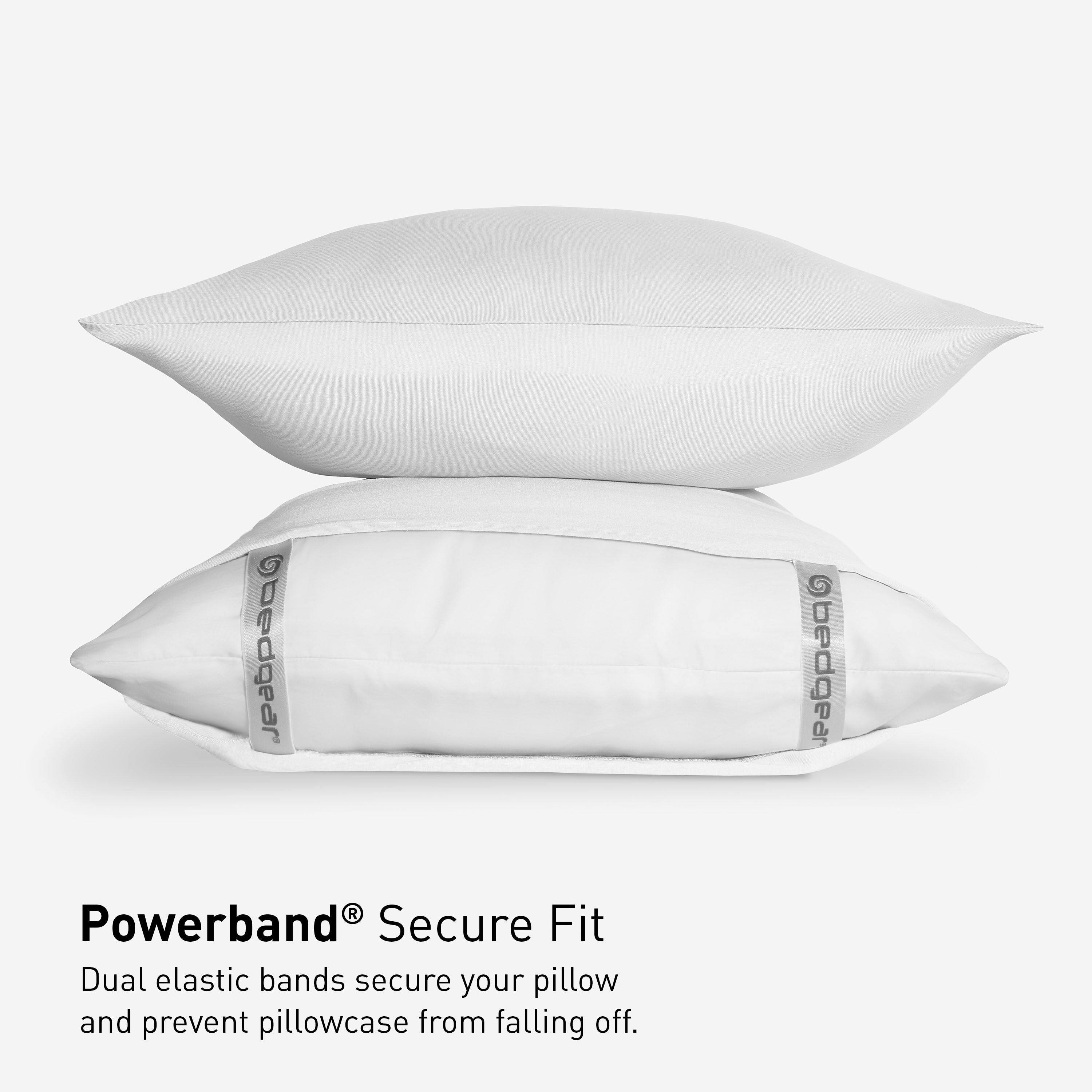 bedgear Powerband Secure Fit Dual elastic bands secure your pillow and prevent pillowcase from falling off.