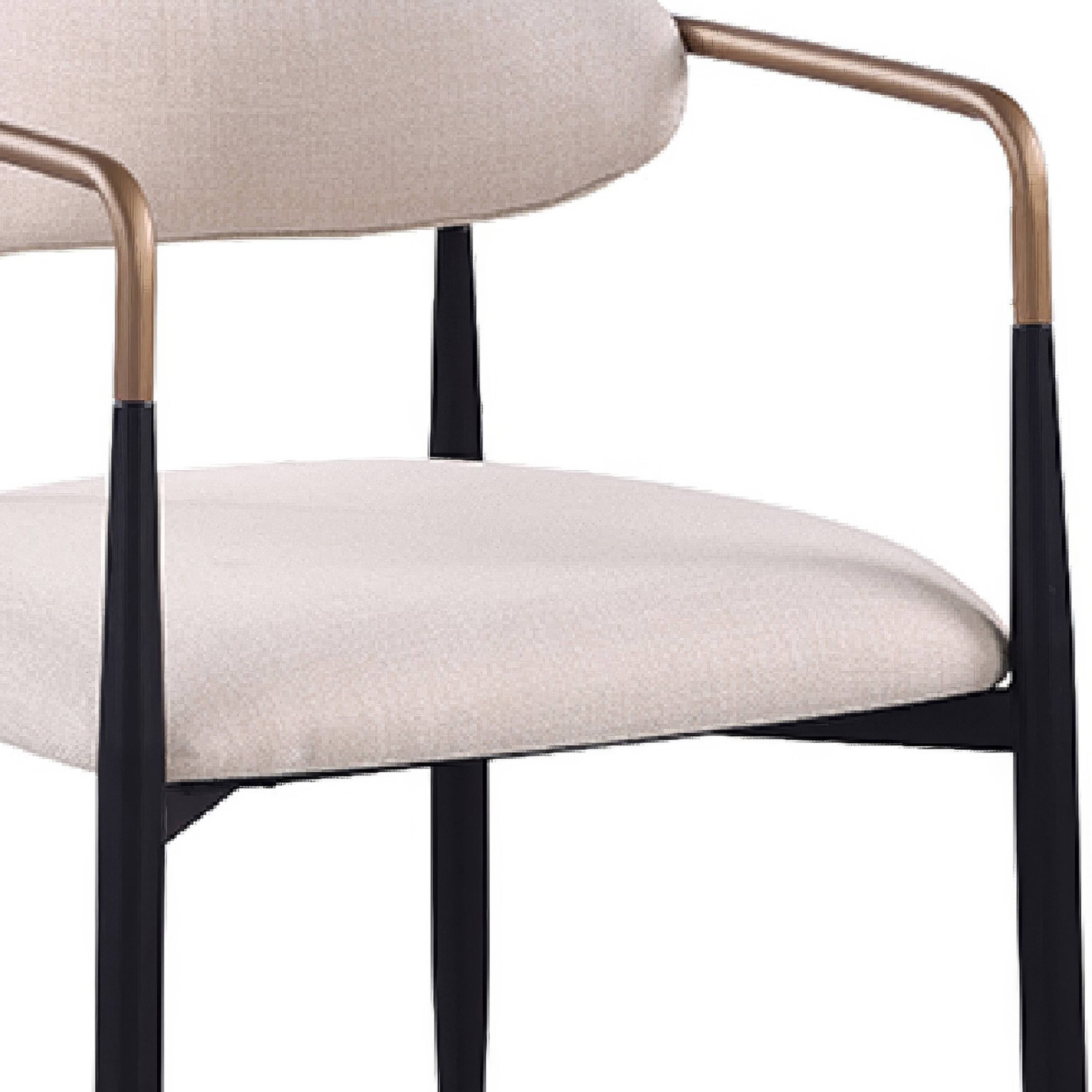Manhattan Lane Nean Dining Side Chair Set of 2, Gold Metal Arms, White ...