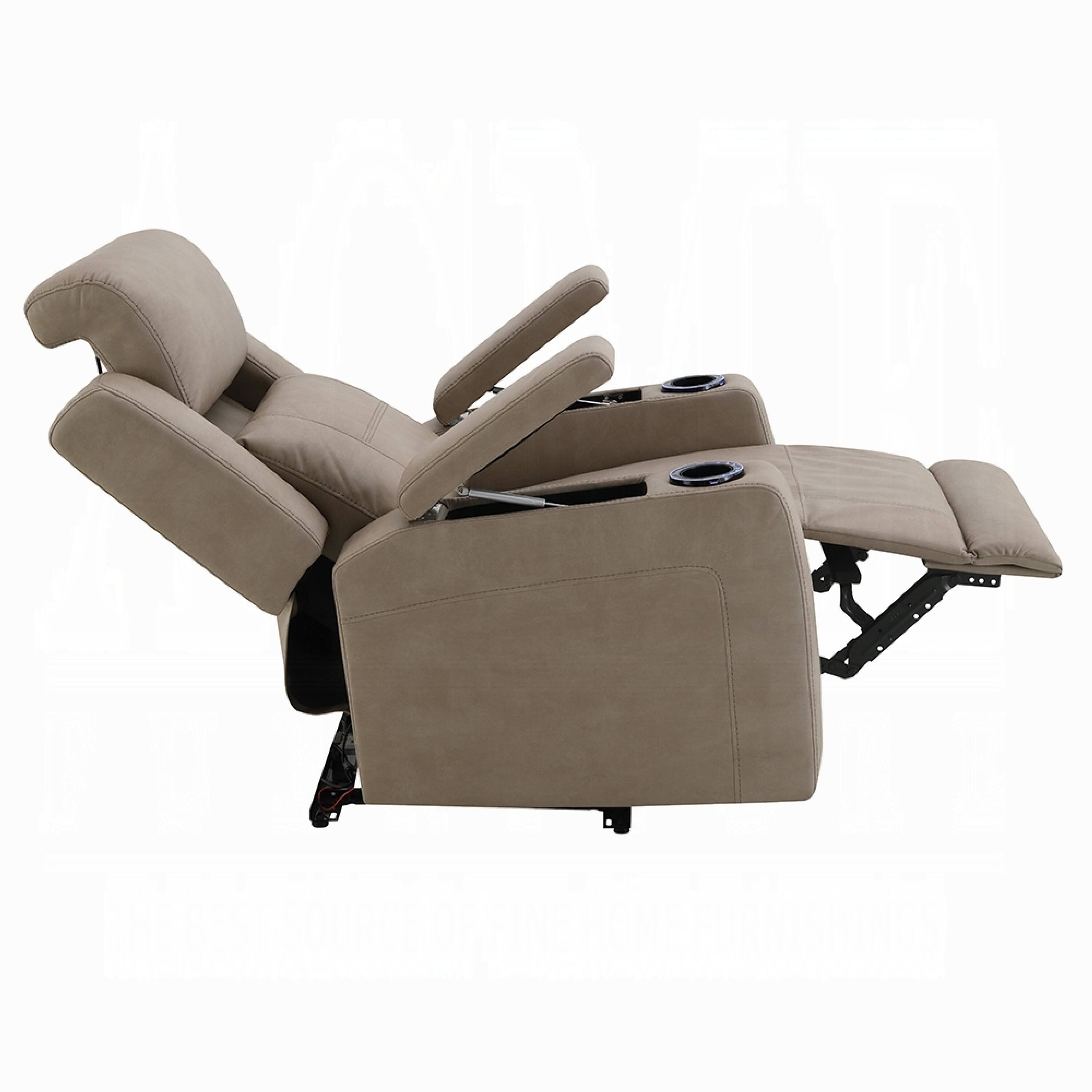 Alt View 2. Manhattan Lane - Jeja Power Motion Recliner Chair with Storage, Faux Camel Leather - Gray.