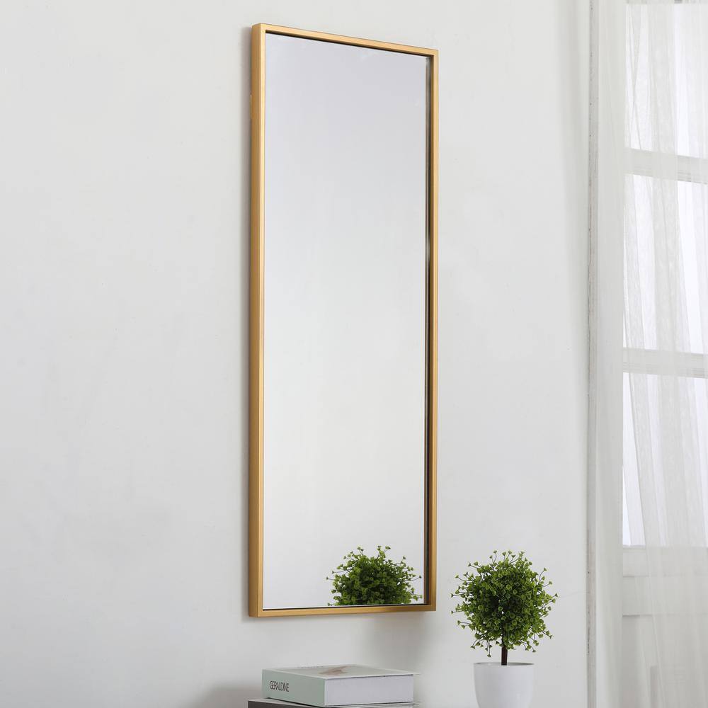 Alt View 7. Elegant Decor - Metal frame rectangle mirror 14 inch in Brass - Brass.