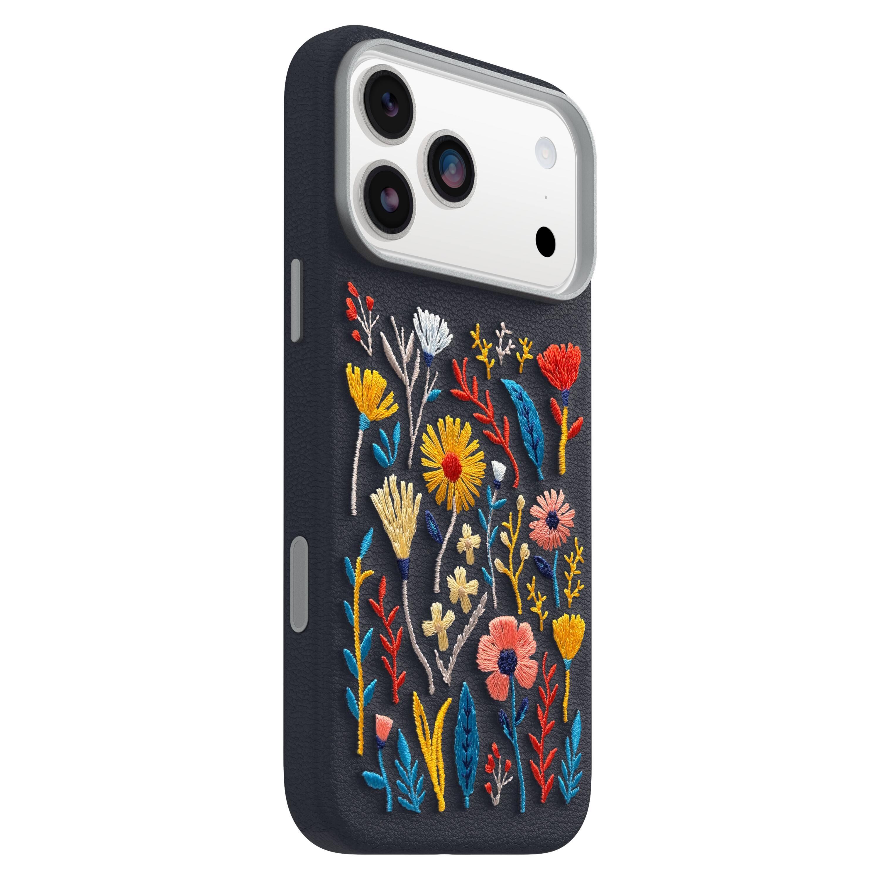 Left. OtterBox - Symmetry Cactus Leather Series Soft Shell for Apple iPhone 17 Pro Max - Blue.