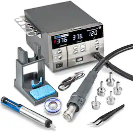X-Tronic - 4020-PRO-X 1000 W Hot Air Rework Station, Patented Quick Change Nozzle Holder, 4 Temp Presets & More - Silver