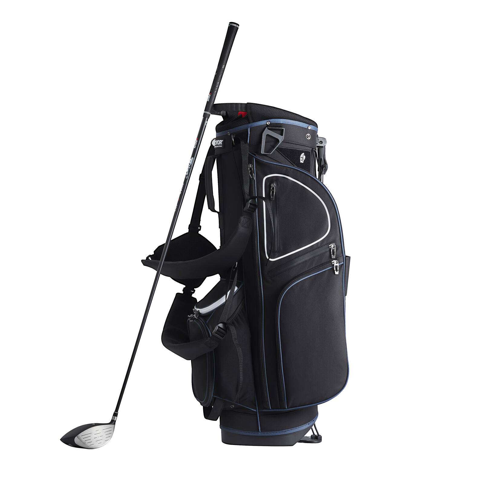 Alt View 5. VEVOR - Golf Cart Bag with 14 Way Organizer Divider Top, 35” 11 Pockets Premium Cart Bag with Stand, Durable Golf Bags - Black.