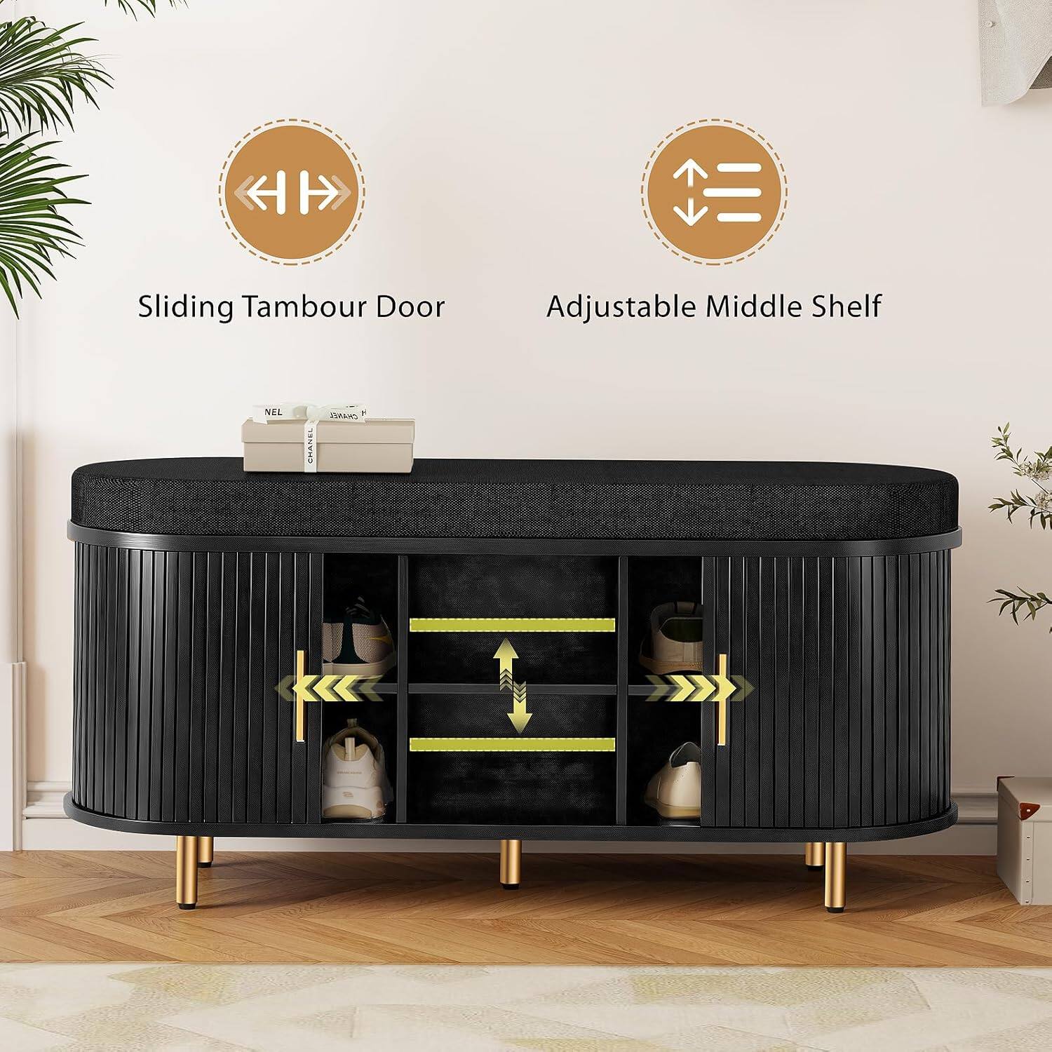 Sliding Tambour Door Adjustable Middle Shelf