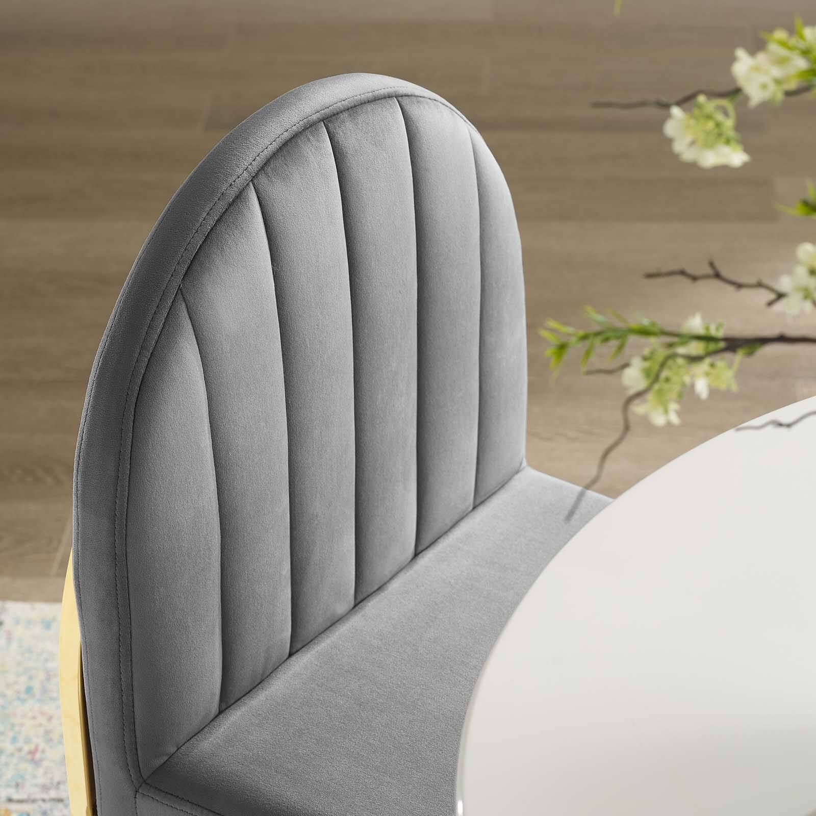 Back. Modway - Isla Channel Tufted Performance Velvet Dining Side Chair by Modway - Gold Gray.