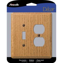 AMERELLE - Contemporary Light 2 gang Oak Wood Duplex/Toggle Wall Plate 1 pk - Brown