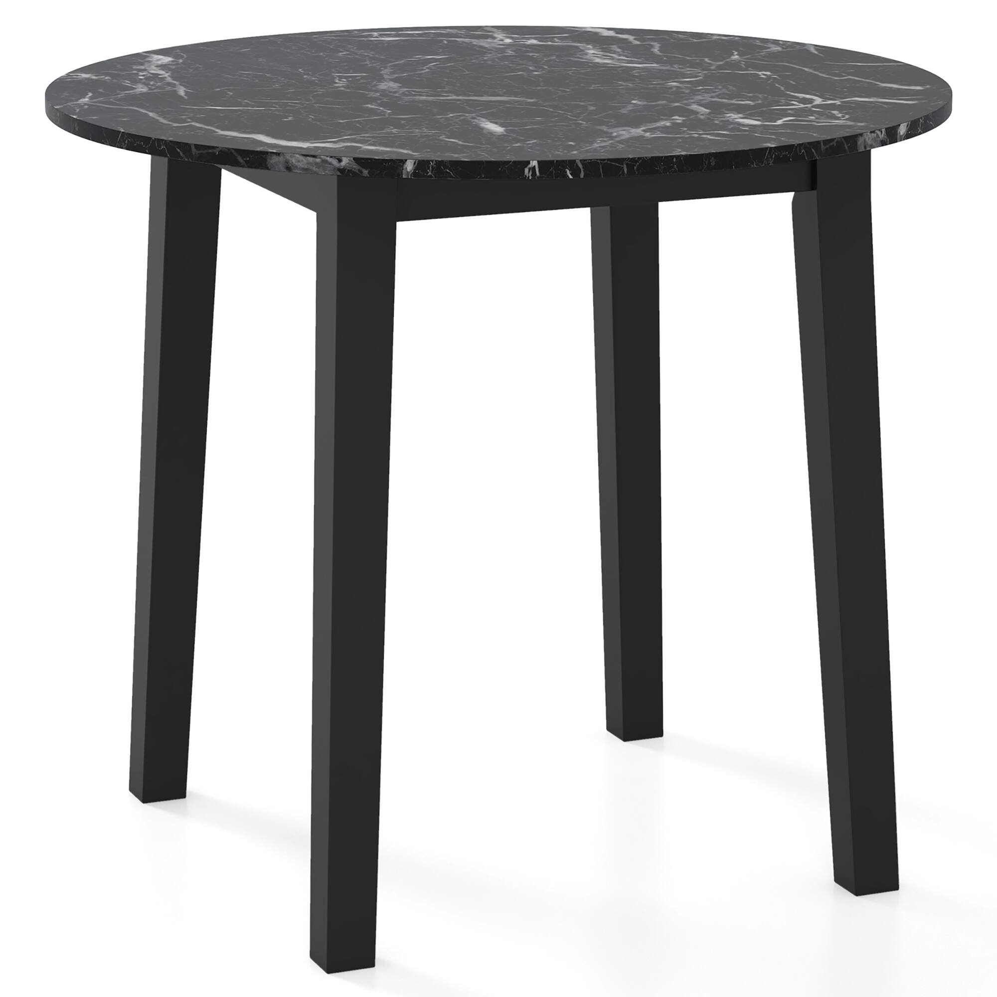 Alt View 9. Gymax - Gymax 35''  Kitchen Table Round Dining Table w/ Marble-textured Veneer Tabletop Black - Black.