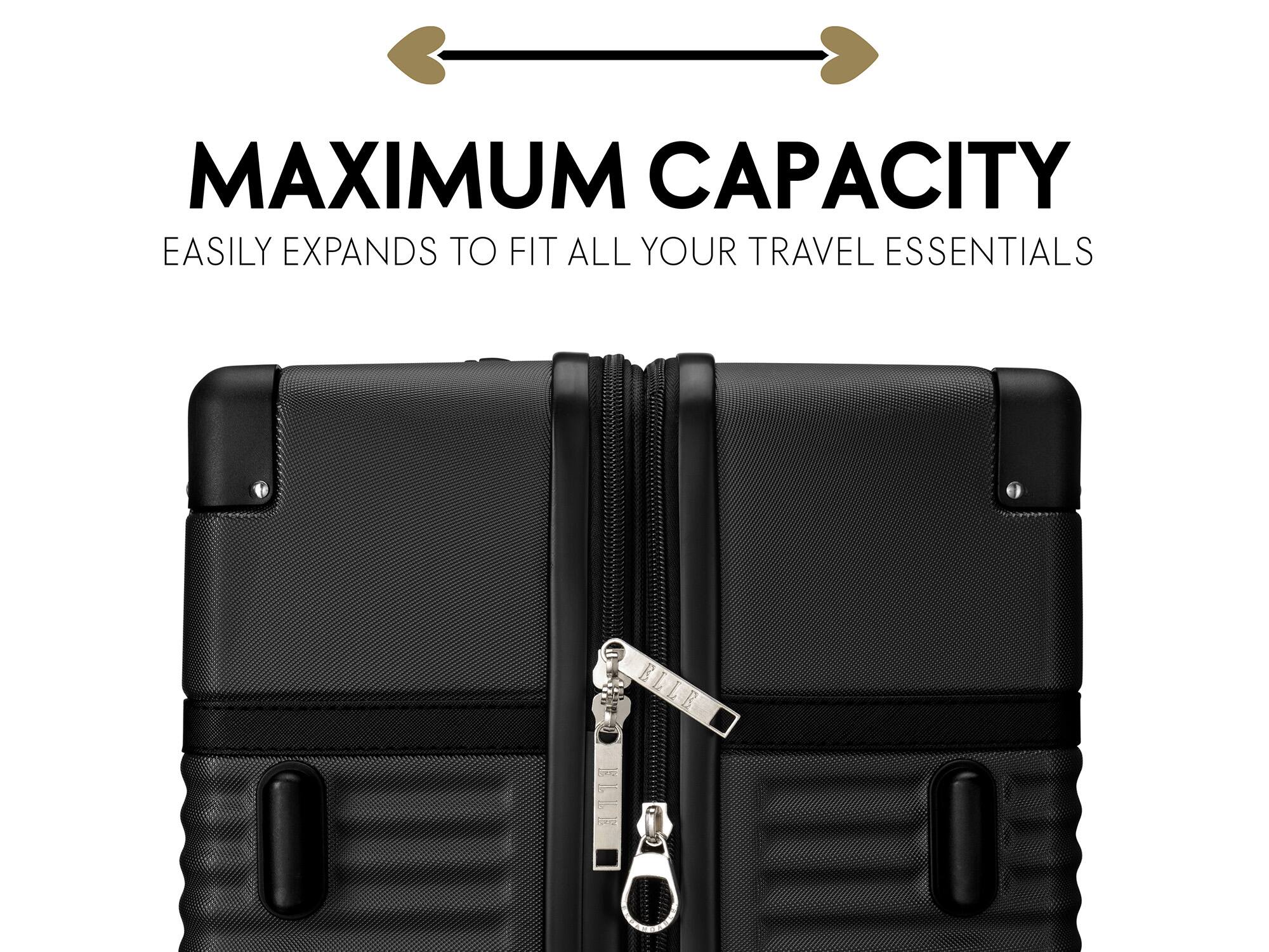 BELLEUAGE セット Elle Belleville 3 Piece Expandable Retro Spinner Luggage Set Black