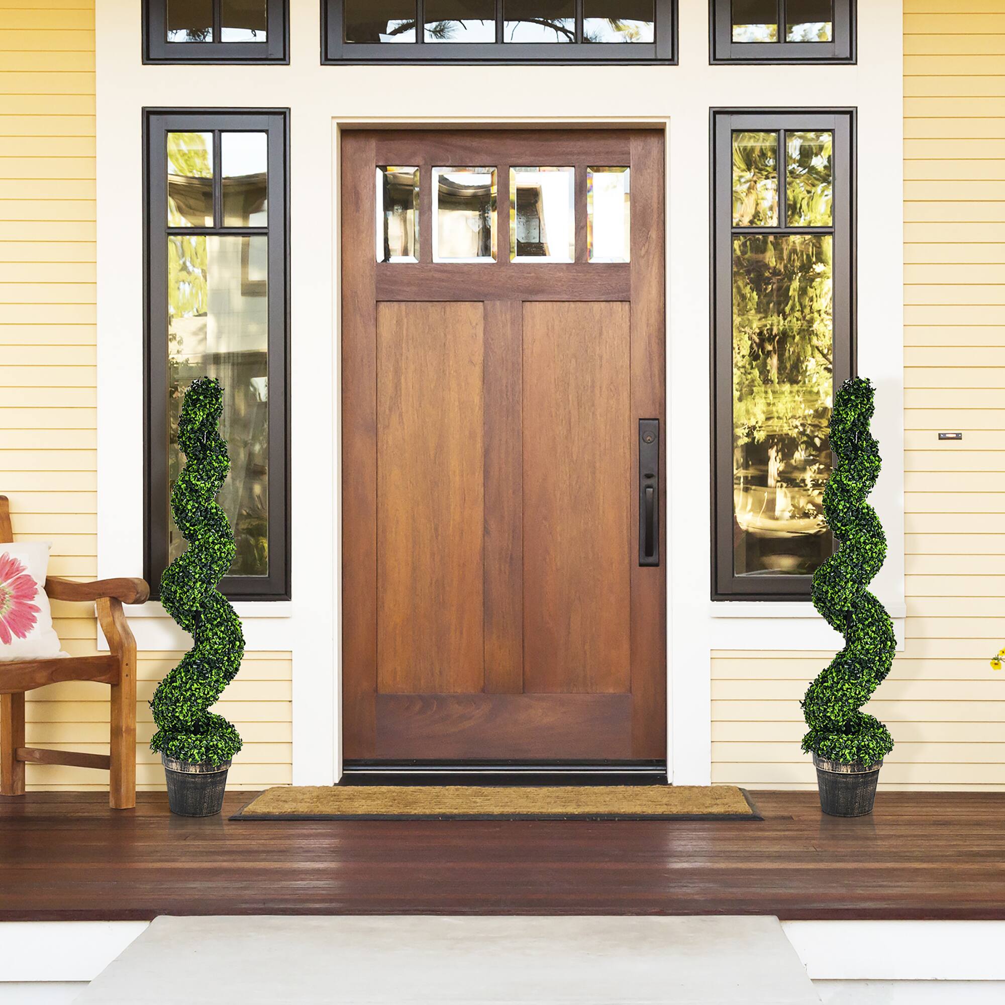 Alt View 4. Costway - Costway 2 Pack 4FT Artificial Spiral Boxwood Topiary Tree Indoor Outdoor Decor - Green.